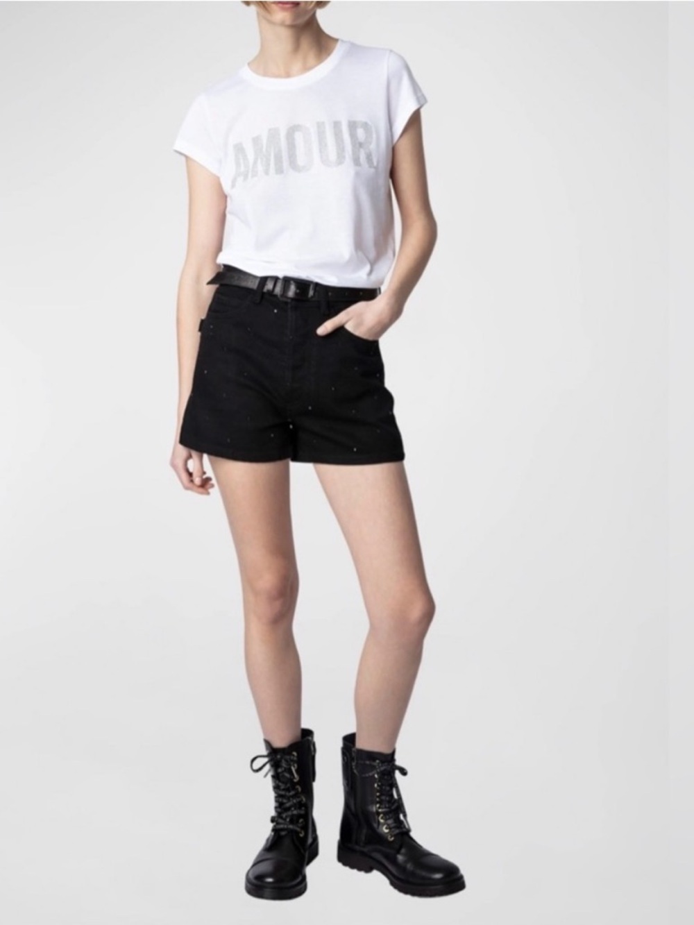 NWT💕Zadig & Voltaire Woop Amour Strass T-Shirt in BLANC Size XS - Picture 13 of 13